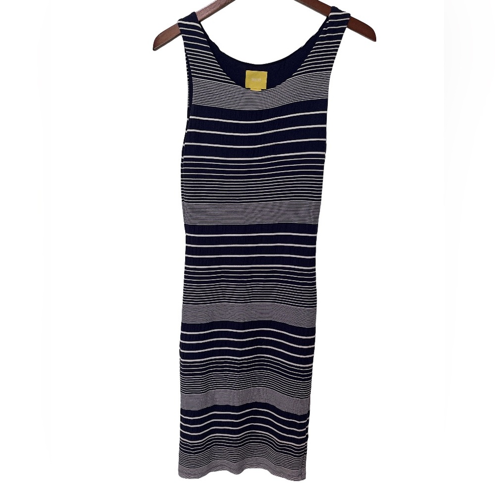 Maeve Anthropologie Womens Small Striped Maxi Dress Sleeveless Navy